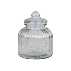 Chic Antique - Opbevaringsglas m/riller &amp; gummipakning - glas H: 23 : 17,5 cm.