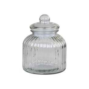 Chic Antique - Opbevaringsglas m/riller & gummipakning - glas H: 23 : 17,5 cm.