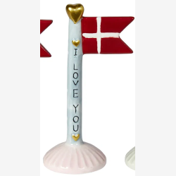 Speedtsberg - Keramik flag "I love you"  8x5x14cm, Mix - Leveres assorteret