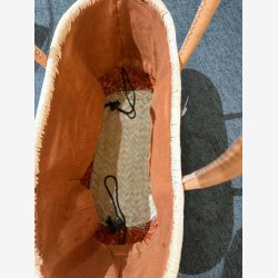 Madam Gr�skar - Strandtaske Brun/r�d 40x23 cm.