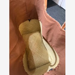 Madam Gr�skar - Strandtaske m/striber Brun 50x41 cm.