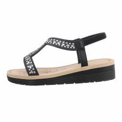 OLGA - Sandal m/elastik rem &amp; simili detaljer Sort