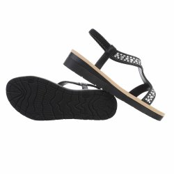 OLGA - Sandal m/elastik rem &amp; simili detaljer Sort