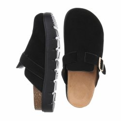 OLGA - Sandal Slip-In Sort m/"Guld" sp�nde