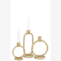 J-Line - Lysestage T/Kronelys rund Aluminium Guld H: 19cm. 