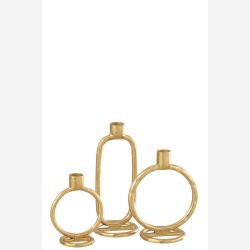 J-Line - Lysestage T/Kronelys rund Aluminium Guld H: 19cm. 