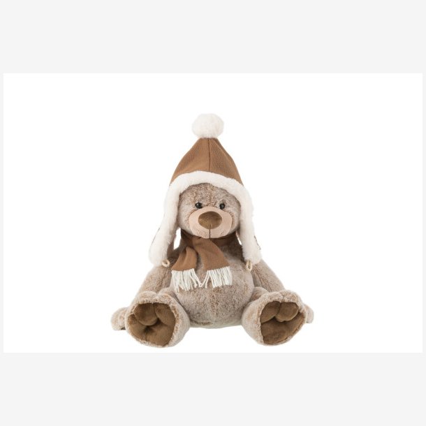 J-Line - Bamse krammedyr m/hat &amp; halstrklde Brun H: 38cm. 