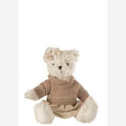 J-Line - Bamse krammedyr m/tj dreng eller pige Hvid H: 30cm. 