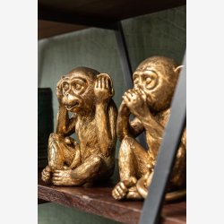 J-Line - Aber "ikke se, Ikke hre, ikke tale" st m/ 3 figure poly Guld H: 23 cm. 