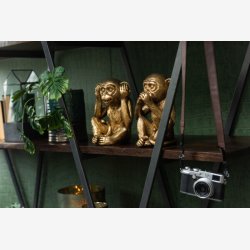 J-Line - Aber "ikke se, Ikke hre, ikke tale" st m/ 3 figure poly Guld H: 23 cm. 