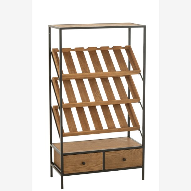 J-Line - Vinreol m/to skuffer tr/metal B: 70 H: 125 D: 33 cm.