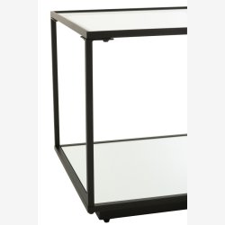 J-Line - Sofabord/Sidebord m/glasplade &amp; Spejl hylde 50x50x50cm, Sort