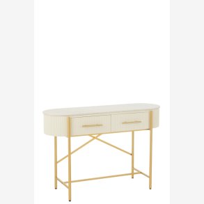 J-Line - Konsolbord m/marmor bordplade & 2 skuffer 121x80x43cm, Hvid/Guld