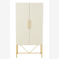 J-Line - Opbevarings skab m/2 hylder 90x185x45cm, Hvid/Guld