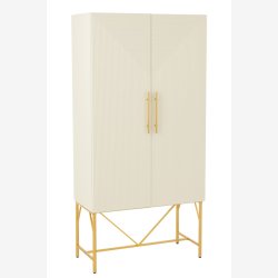 J-Line - Opbevarings skab m/2 hylder 90x185x45cm, Hvid/Guld