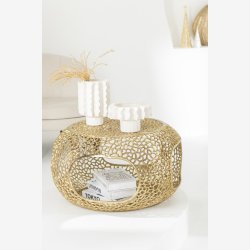 J-Line - Sofabord aluminium m/hul mnster 76,2x41x76,2cm, Guld 