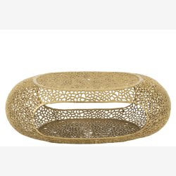 J-Line - Sofabord aluminium m/hul mnster 118,11x41x70cm, Guld 