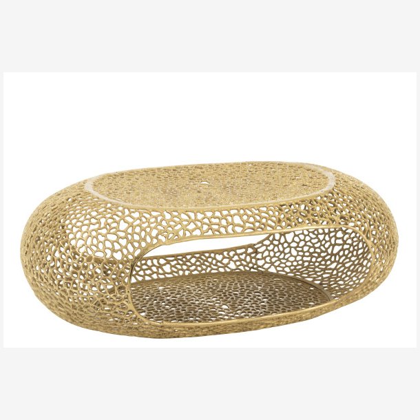 J-Line - Sofabord aluminium m/hul mnster 118,11x41x70cm, Guld 