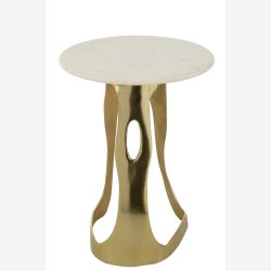 J-Line - Sidebord aluminium m/marmor bordplade ca. 41x49x41cm, Guld 