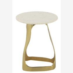 J-Line - Sidebord aluminium m/marmor bordplade ca. 41x49x41cm, Guld 