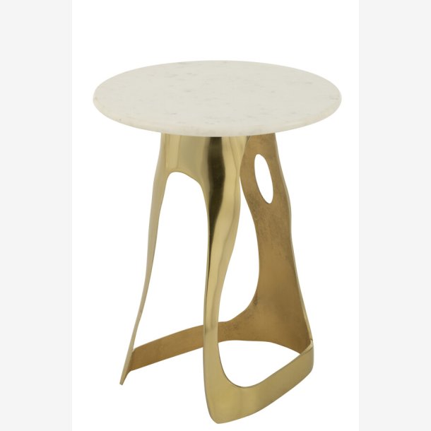 J-Line - Sidebord aluminium m/marmor bordplade ca. 41x49x41cm, Guld 
