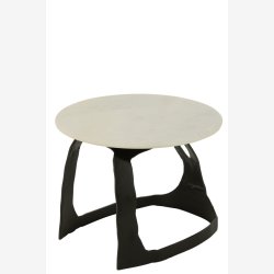 J-Line - Sidebord aluminium m/marmor bordplade ca. 50x38x50cm, Sort