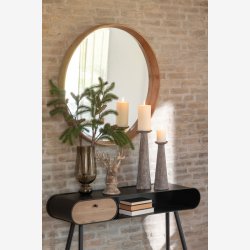 J-Line - Konsolbord metal/tr m/1 skuffe 120x77x33cm, Sort/Natur