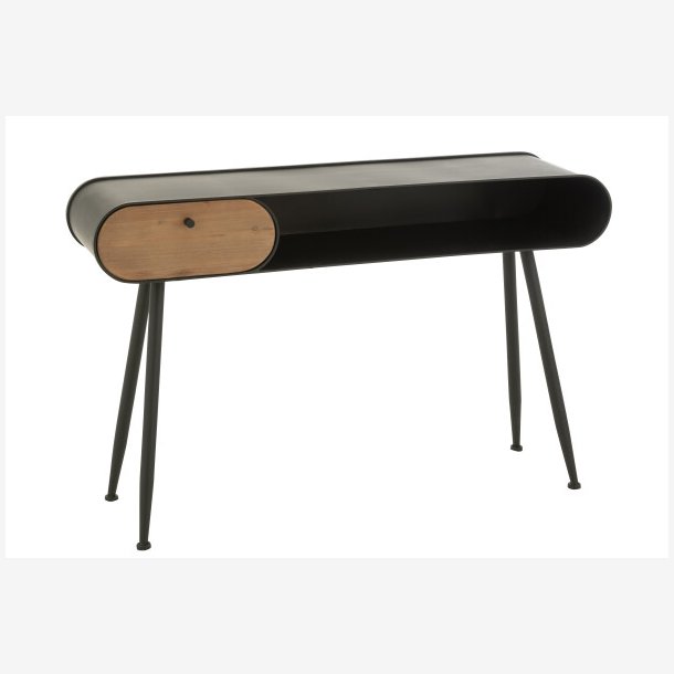 J-Line - Konsolbord metal/tr m/1 skuffe 120x77x33cm, Sort/Natur