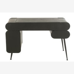 J-Line - Skrivebord m/2 skuffer &amp; 1 skab tr/metal 132x81x57cm, Sort/Natur