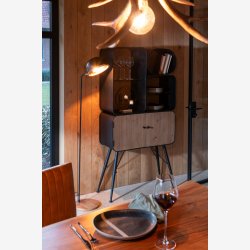 J-Line - Reol m/4 rum &amp; 2 skabe metal/tr 80x160x35cm, Sort/Natur