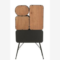 J-Line - Reol m/4 rum &amp; 2 skabe metal/tr 80x160x35cm, Sort/Natur