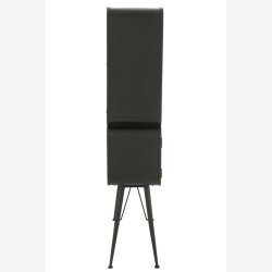 J-Line - Reol m/4 rum &amp; 2 skabe metal/tr 80x160x35cm, Sort/Natur