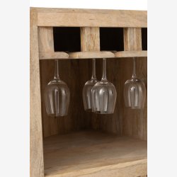 J-Line - Bardisk m/hylder, flaske opbevaring &amp; glasophng mango tr 180x108x65cm, Natur