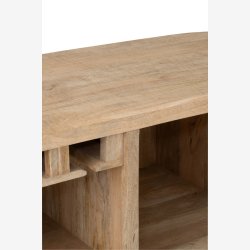 J-Line - Bardisk m/hylder, flaske opbevaring &amp; glasophng mango tr 180x108x65cm, Natur