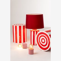 J-Line - St m/2 sideborde stribet mnster 38/32x45/38cm, Rd/Hvid