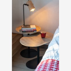 J-Line - St m/2 sideborde tr/metal 55/40x40/45cm, Sort/Natur