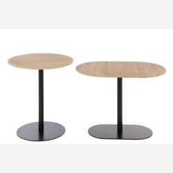 J-Line - St m/2 sideborde tr/metal 55/40x40/45cm, Sort/Natur