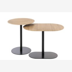 J-Line - St m/2 sideborde tr/metal 55/40x40/45cm, Sort/Natur