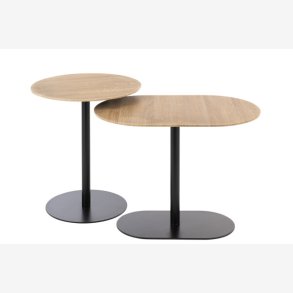 J-Line - St m/2 sideborde tr/metal 55/40x40/45cm, Sort/Natur