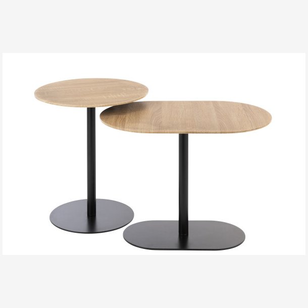 J-Line - St m/2 sideborde tr/metal 55/40x40/45cm, Sort/Natur