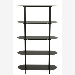 J-Line - Reol m/ovale hylder i jern 90x150x31cm, Sort