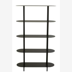 J-Line - Reol m/ovale hylder i jern 90x150x31cm, Sort