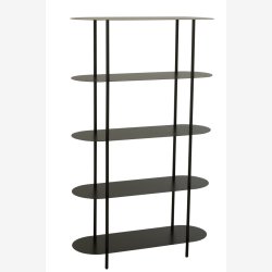 J-Line - Reol m/ovale hylder i jern 90x150x31cm, Sort