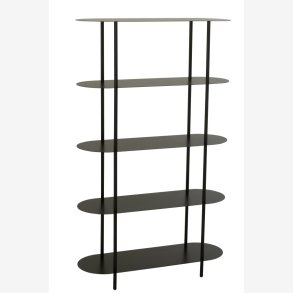 J-Line - Reol m/ovale hylder i jern 90x150x31cm, Sort