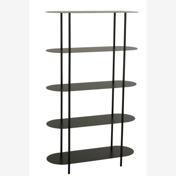 J-Line - Reol m/ovale hylder i jern 90x150x31cm, Sort