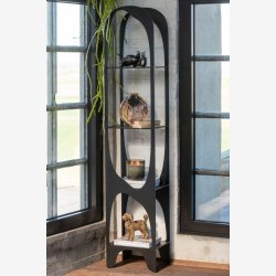 J-Line - Reol m/buet top m/4 hylder 41,5x200x30cm, Sort