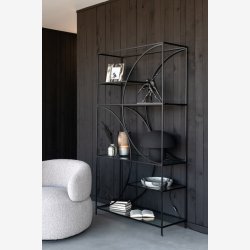 J-Line - Reol m/buet design 110x200x40cm, Sort