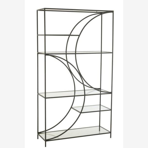 J-Line - Reol m/buet design 110x200x40cm, Sort