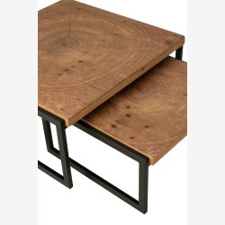 J-Line - St m/2 sofaborde tr/jern 85/64x80/60x36/30cm, Natur/Sort 