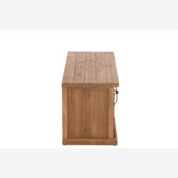 J-Line - TV bord m/2 skuffer &amp; glaslge - massivt tr 100x45,5x39,5cm, Natur